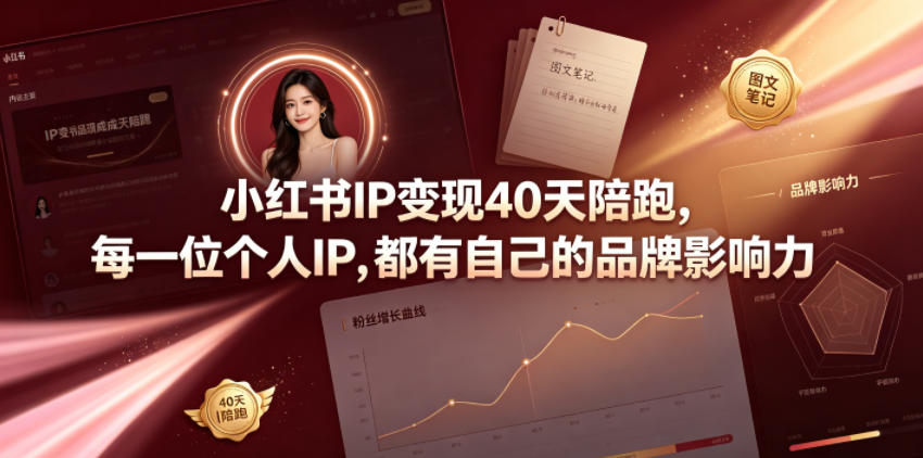 小红书IP变现40天陪跑，每一位个人IP，都有自己的品牌影响力-朽念云创