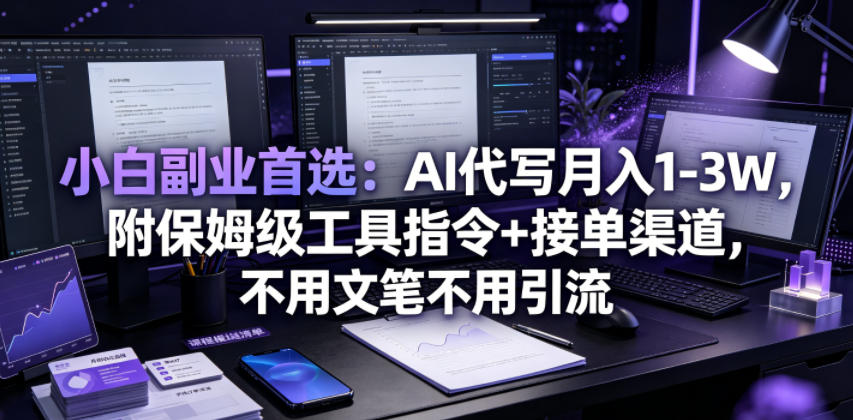 小白副业首选：AI代写月入1-3W，附保姆级工具指令+接单渠道，不用文笔不用引流【揭秘】-朽念云创