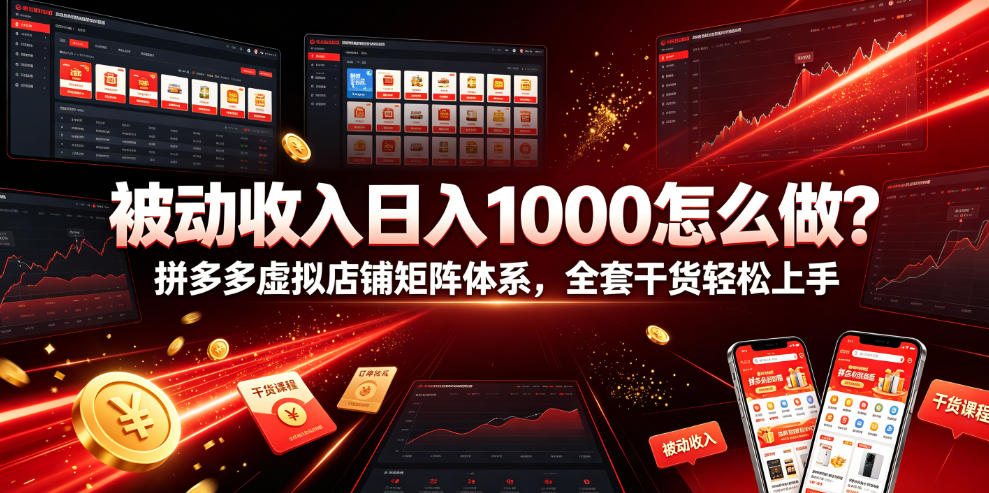 被动收入日入1000怎么做？拼多多虚拟店铺矩阵体系，全套干货轻松上手【揭秘】-朽念云创