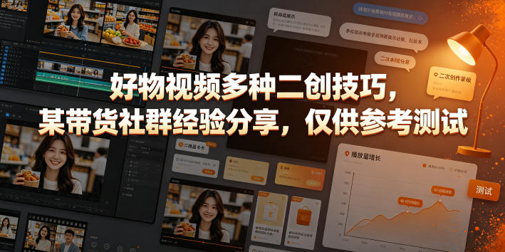 好物视频多种二创技巧，某带货社群经验分享，仅供参考测试-朽念云创