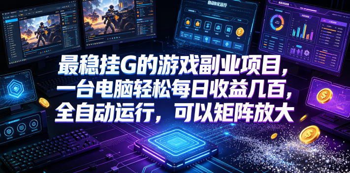 最稳挂G的游戏副业项目，一台电脑轻松每日收益几百，全自动运行，可以矩阵放大【揭秘】-朽念云创