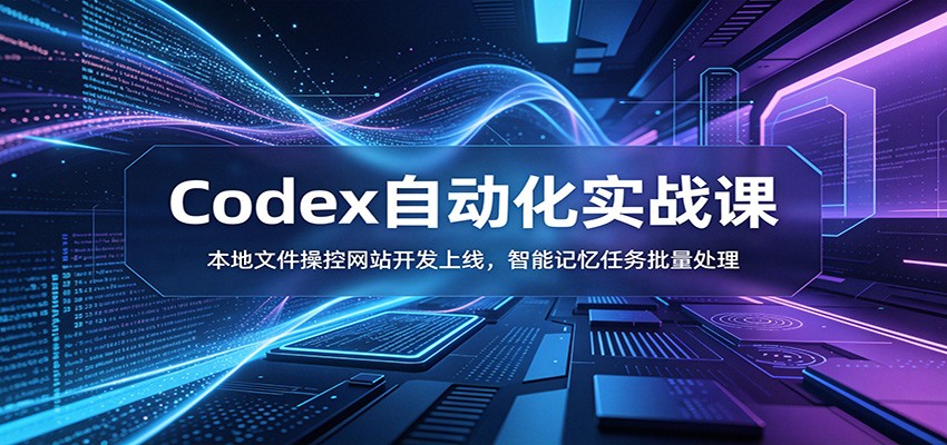 Codex自动化实战课：本地文件操控网站开发上线，智能记忆任务批量处理-朽念云创
