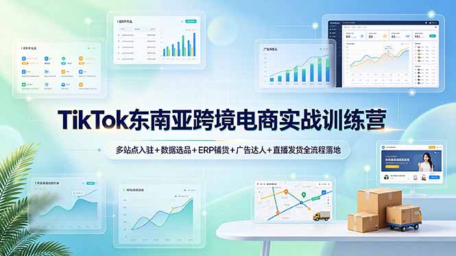 TikTok东南亚跨境电商实战训练营：多站点入驻+数据选品+ERP铺货+广告达人+直播发货全流程落地-朽念云创