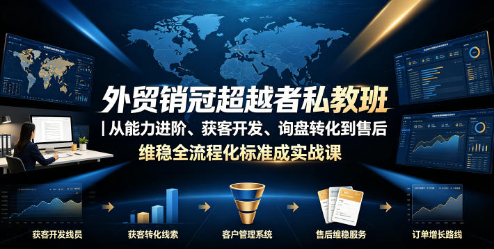 外贸销冠超越者私教班｜从能力进阶、获客开发、询盘转化到售后维稳全流程标准化成交实战课-朽念云创