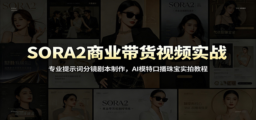 SORA2商业带货视频实战：专业提示词分镜剧本制作，AI模特口播珠宝实拍教程-朽念云创