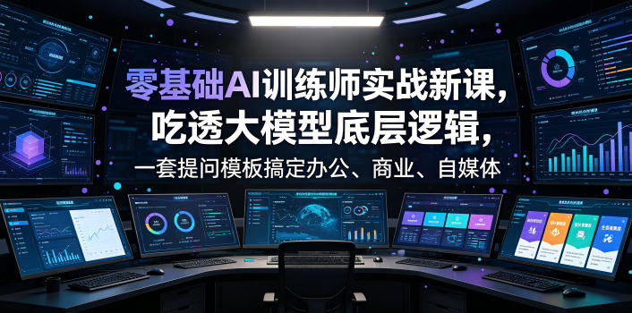 零基础AI训练师实战课，吃透大模型底层逻辑，一套提问模板搞定办公、商业、自媒体、设计、生活全场景AI落地应用-朽念云创
