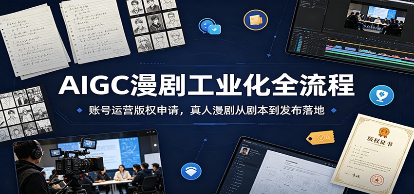 AIGC漫剧工业化全流程：账号运营版权申请，真人漫剧从剧本到发布落地-朽念云创