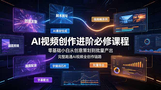 AI视频创作进阶必修课程：零基础小白从创意策划到批量产出，完整跑通AI视频全创作链路-朽念云创