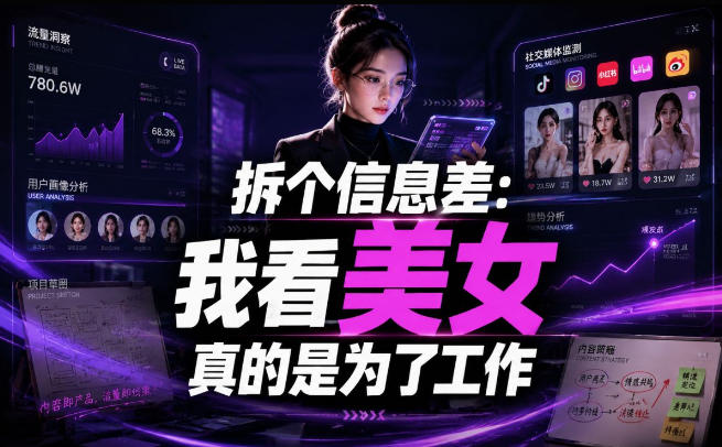 【理直气壮】我给看美女找了一个非常恰当的理由，信息差项目-朽念云创