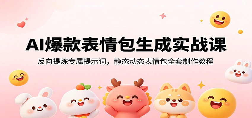 AI爆款表情包生成实战课：反向提炼专属提示词，静态动态表情包全套制作教程-朽念云创
