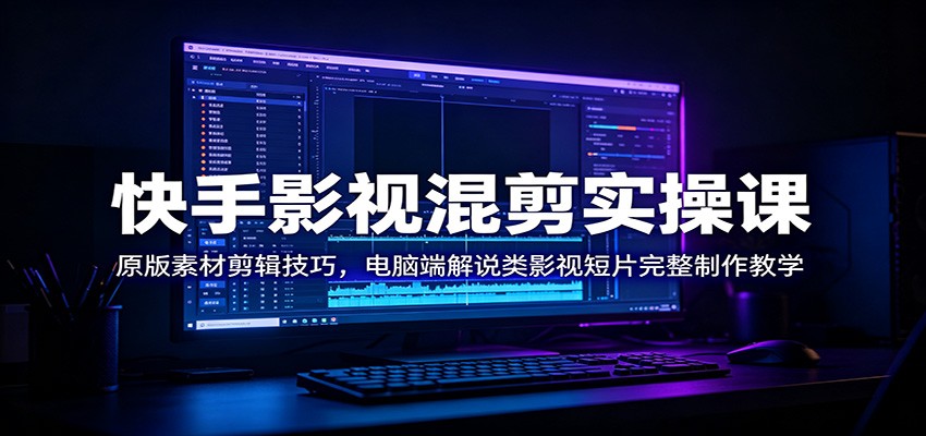 快手影视混剪实操课：原版素材剪辑技巧，电脑端解说类影视短片完整制作教学-朽念云创