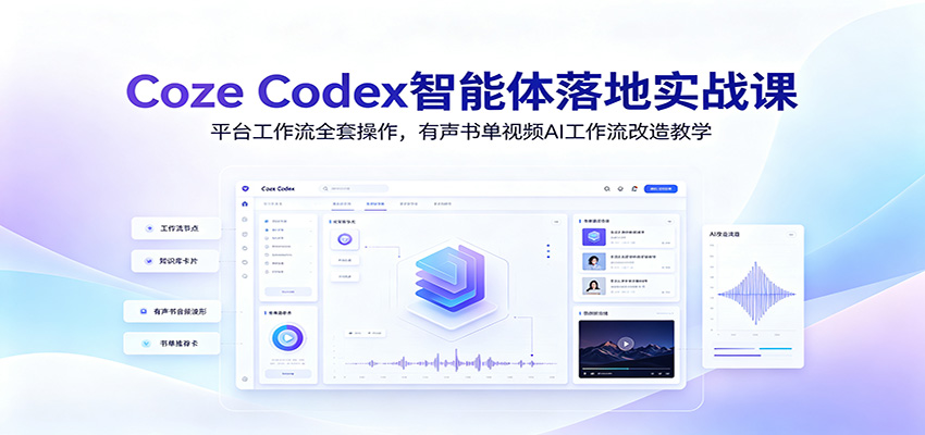 Coze Codex智能体落地实战课：平台工作流全套操作，有声书单视频AI工作流改造教学-朽念云创