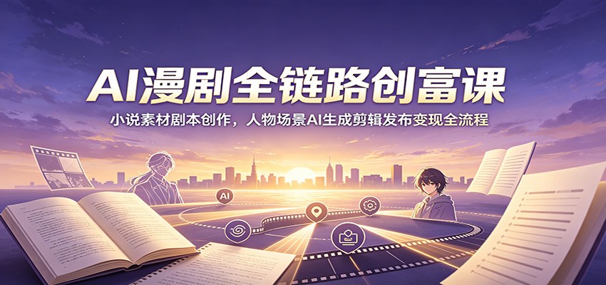 AI漫剧全链路创富课：小说素材剧本创作，人物场景AI生成剪辑发布变现全流程-朽念云创