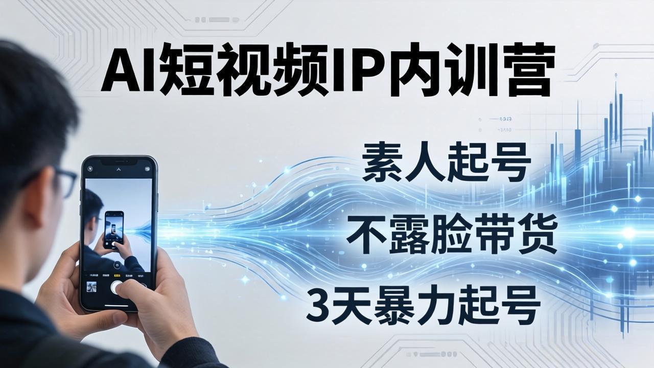 2026AI短视频IP内训营-更新：从素人起号到不露脸带货，3天暴力起号全流程拆解-朽念云创