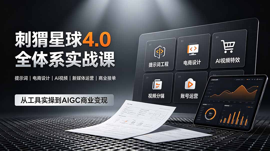 刺猬星球4.0全体系实战课，覆盖提示词工程、电商设计、AI视频特效与新媒体运营，一站式掌握AIGC商业核心技能-朽念云创