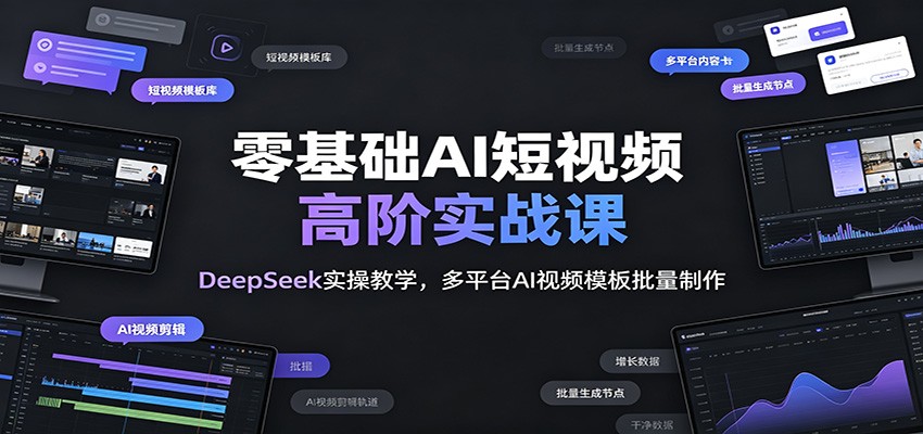 零基础AI短视频高阶实战课：DeepSeek实操教学，多平台AI视频模板批量制作-朽念云创