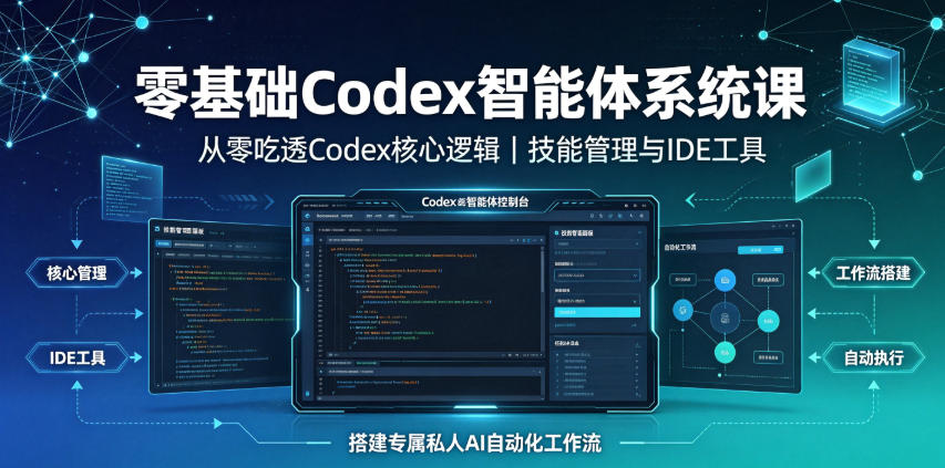 零基础Codex智能体系统课|从零吃透Codex核心逻辑、技能管理与IDE工具,搭建专属私人AI自动化工作流-朽念云创