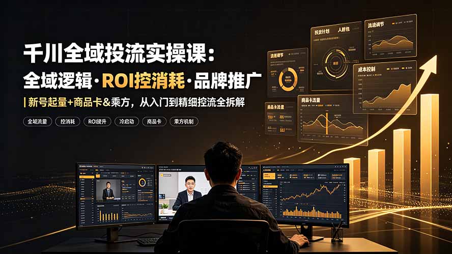 千川全域投流实操课：全域逻辑·ROI控消耗·品牌推广｜新号起量+商品卡&乘方，从入门到精细控流全拆解-朽念云创