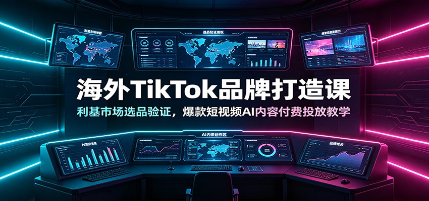 海外TikTok品牌打造课：利基市场选品验证，爆款短视频AI内容付费投放教学-朽念云创