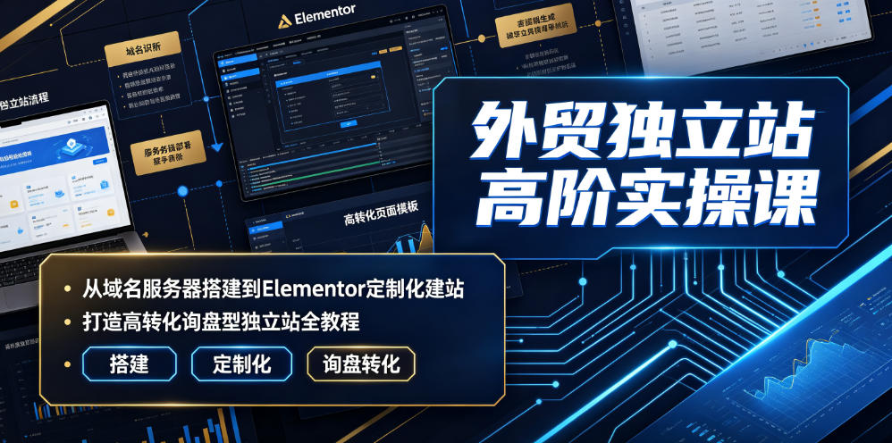 外贸独立站高阶实操课|从域名服务器搭建到Elementor定制化建站,打造高转化询盘型独立站全教程-朽念云创