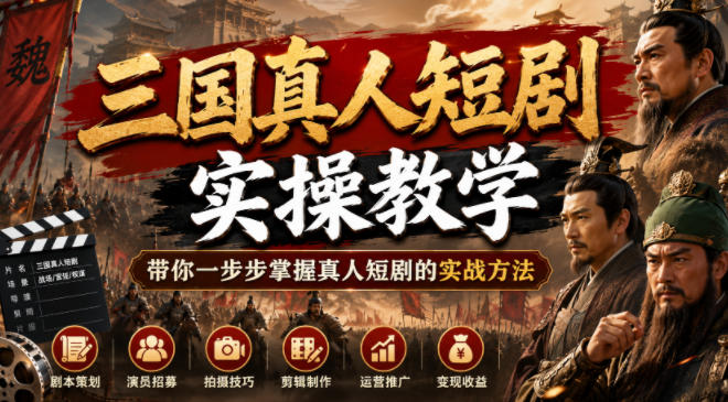 三国真人短剧实操教学,带你一步步掌握真人短剧的实战方法-朽念云创