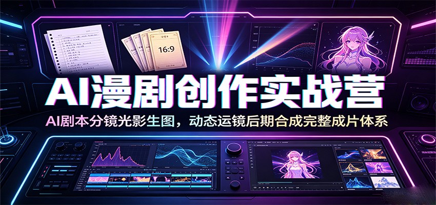 AI漫剧创作实战营：AI剧本分镜光影生图，动态运镜后期合成完整成片体系-朽念云创