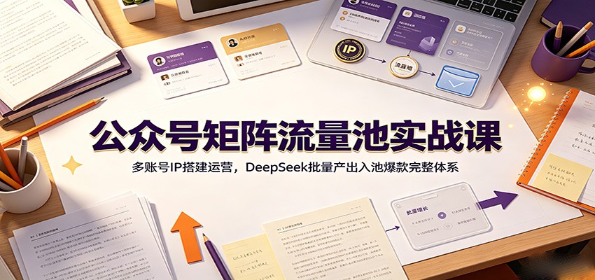 公众号矩阵流量池实战课：多账号IP搭建运营，DeepSeek批量产出入池爆款完整体系-朽念云创