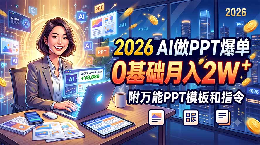 2026 AI做PPT爆单,0基础月入2W,附万能PPT模板和指令-朽念云创