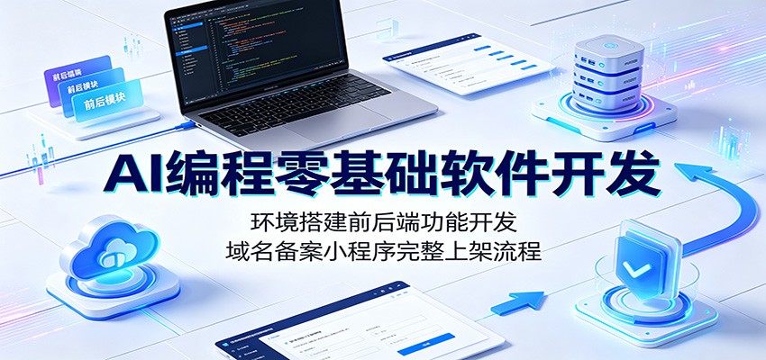 AI编程零基础软件开发：环境搭建前后端功能开发，域名备案小程序完整上架流程-朽念云创