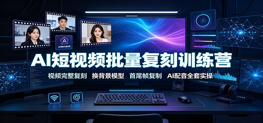 AI短视频批量复刻训练营：视频完整复刻，换背景模型、首尾帧复制、AI配音全套实操-朽念云创