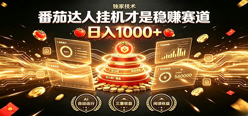 别再瞎找副业！番茄达人挂机才是稳赚赛道 日入1000+-朽念云创