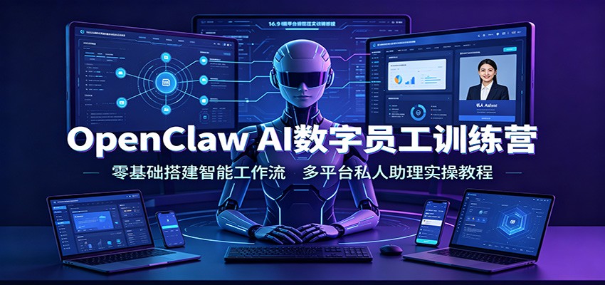 OpenClaw AI数字员工训练营：零基础搭建智能工作流，多平台私人助理实操教程-朽念云创