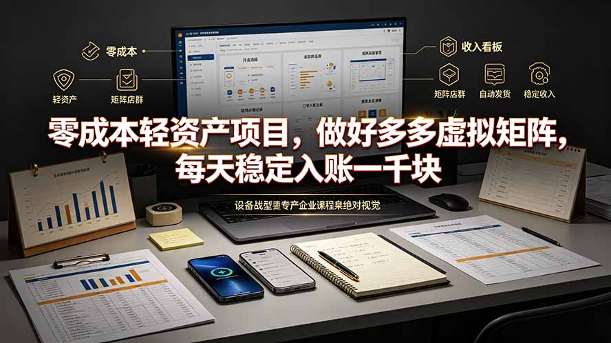零成本轻资产项目，做好多多虚拟矩阵，每天稳定入账一千块-朽念云创