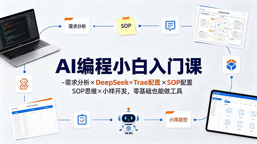 AI编程小白入门课-需求分析×DeepSeek+Trae配置×SOP思维×小样开发，零基础也能做工具-朽念云创