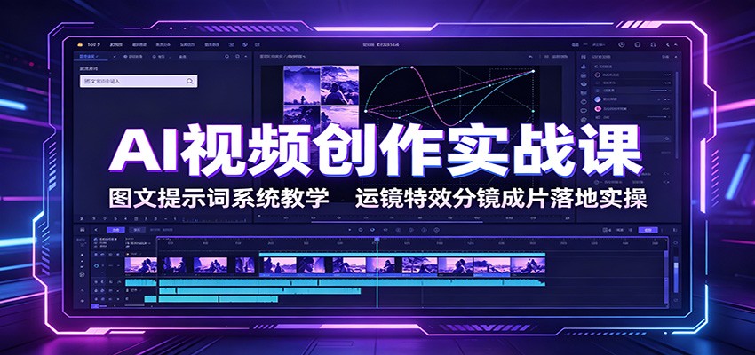 AI视频创作实战课：图文提示词系统教学，运镜特效分镜成片落地实操-朽念云创