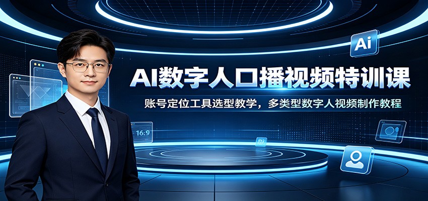 AI数字人口播视频特训课：账号定位工具选型教学，多类型数字人视频制作教程-朽念云创