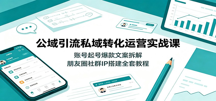 公域引流私域转化运营实战课:账号起号爆款文案拆解,朋友圈社群IP搭建全套教程-朽念云创