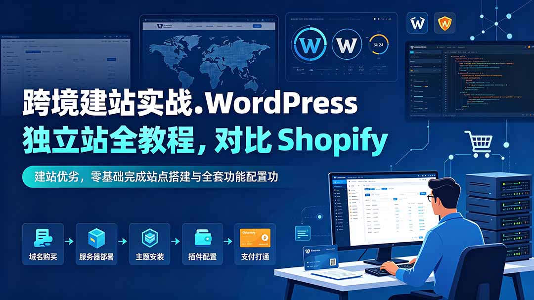 跨境建站实战：WordPress 独立站全教程，对比 Shopify 建站优劣，零基础完成站点搭建与全套功能配置-朽念云创