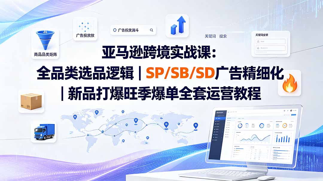亚马逊跨境实战课-更新:全品类选品逻辑|SP/SB/SD广告精细化|新品打爆旺季爆单全套运营教程-朽念云创