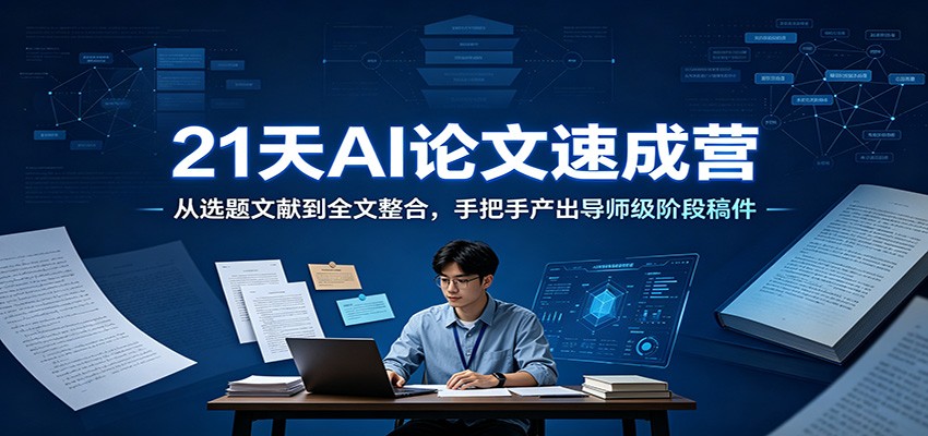 21天AI论文速成营：从选题文献到全文整合，手把手产出导师级阶段稿件-朽念云创