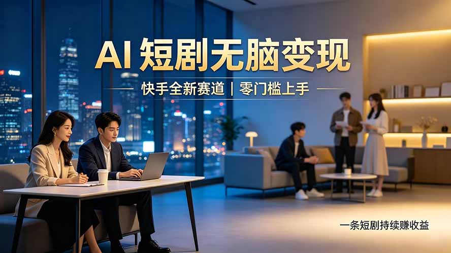 别乱找副业了，快手 AI 短剧零门槛长久被动增收-朽念云创