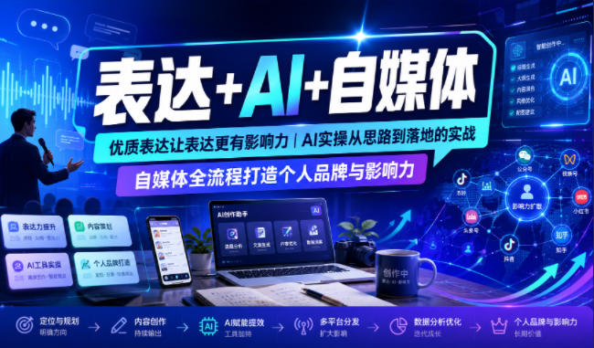 表达+AI+自媒体，优质表达让表达更有影响力|AI实操从思路到落地的实战|自媒体全流程打造个人品牌与影响力-朽念云创