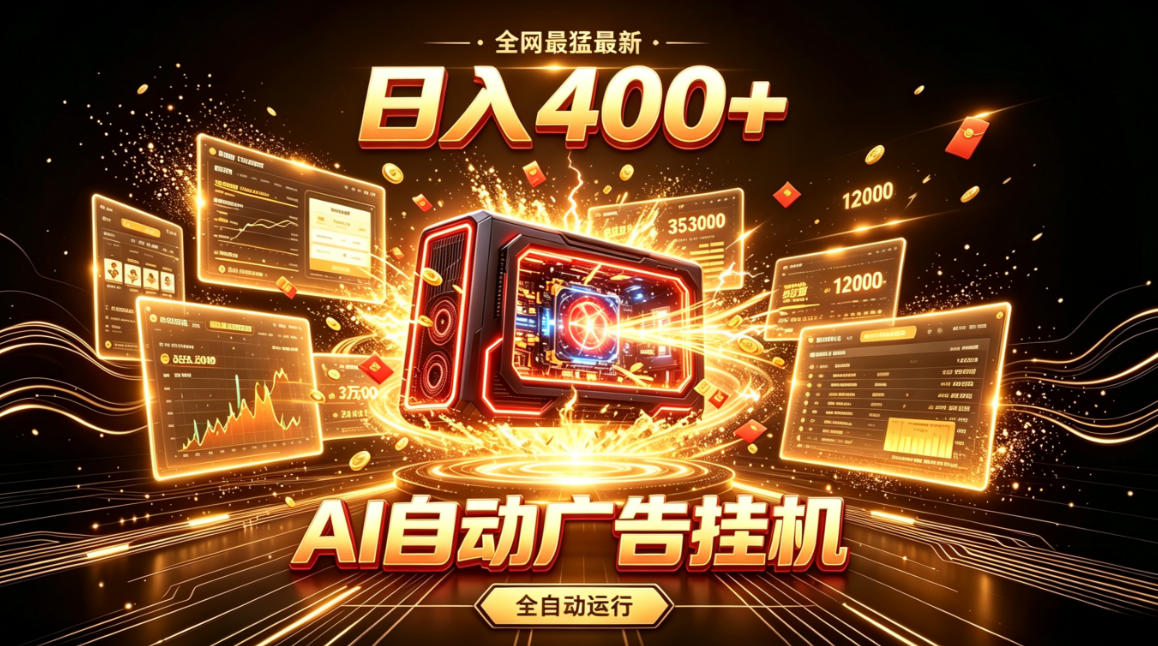 全网最猛最新的AI自动广告挂G，狠收益日入400+，真正做到躺賺式变现【揭秘】-朽念云创