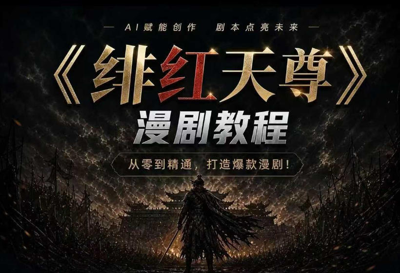 绯红天尊AI漫剧系统教程｜从零入门到精通，工具运用+剧本创作+爆款逻辑+提示词素材+镜头剪辑，全套爆款漫剧落地实战课-朽念云创