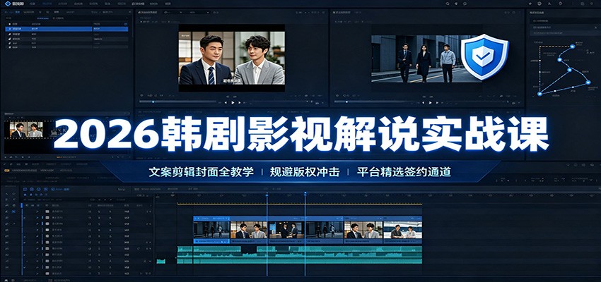 2026韩剧影视解说实战课：文案剪辑封面全教学，规避版权冲击平台精选签约通道-朽念云创