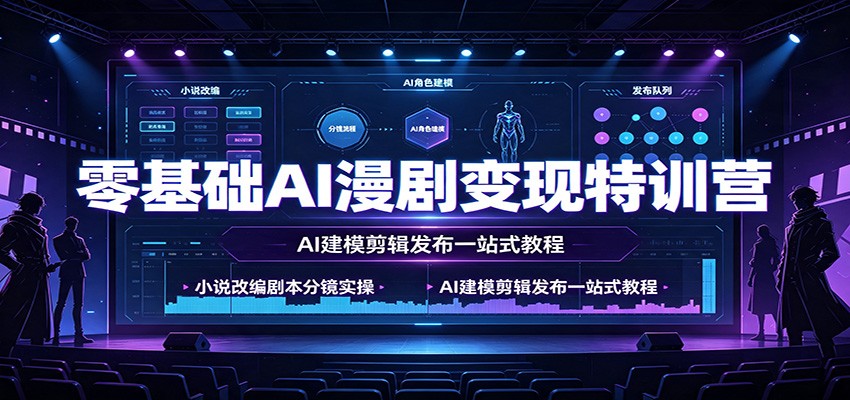 零基础AI漫剧变现特训营：小说改编剧本分镜实操，AI建模剪辑发布一站式教程-朽念云创
