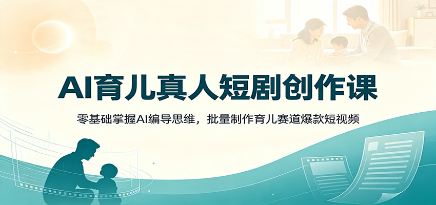 AI育儿真人短剧创作课：零基础掌握AI编导思维，批量制作育儿赛道爆款短视频-朽念云创
