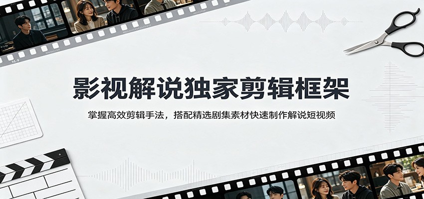 影视解说独家剪辑框架：掌握高效剪辑手法，搭配精选剧集素材快速制作解说短视频-朽念云创