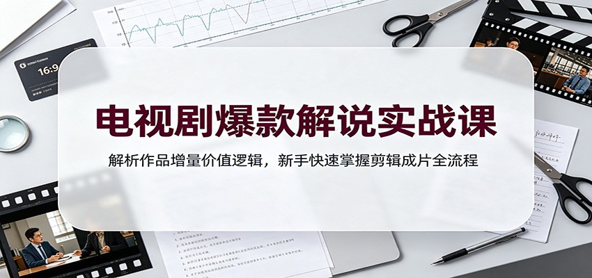 电视剧爆款解说实战课：解析作品增量价值逻辑，新手快速掌握剪辑成片全流程-朽念云创