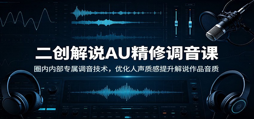 二创解说AU精修调音课：圈内内部专属调音技术，优化人声质感提升解说作品音质-朽念云创